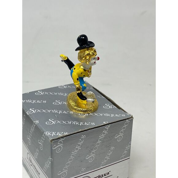 Spoontiques Pewter Gold Roller Blade Clown Swarovski Crystal Ball Miniture K1488 - Picture 2 of 6